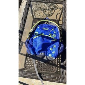 Coleman Kids Blue Grey Backpack Paw Print Padded Mesh Straps Daypack School Bag